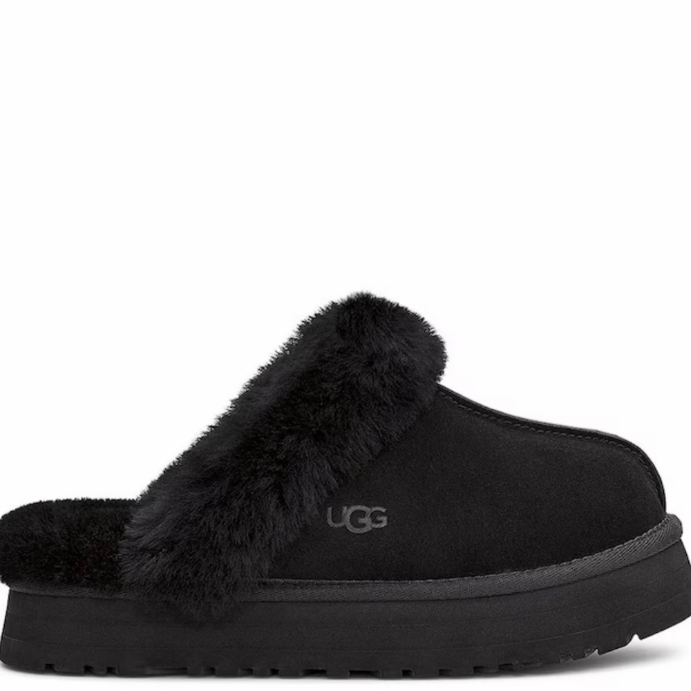 UGG Disquette Suede Fur Platform Slippers